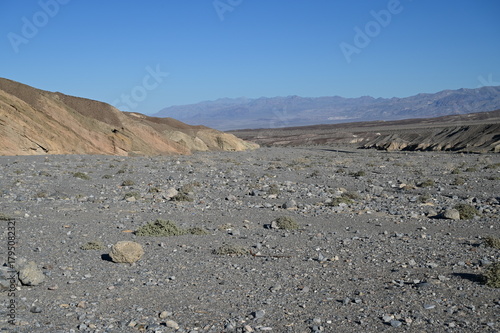 Dried up river bed on Dantes View road in California.