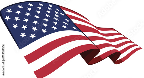 Waving American Flag Illustration Patriotic Symbol of the United States
