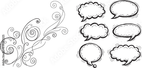 Swirls and Comic Speech Bubbles Vector Design