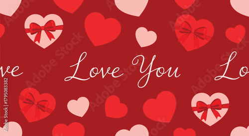 Love You" hearts seamless pattern for Valentine's Day