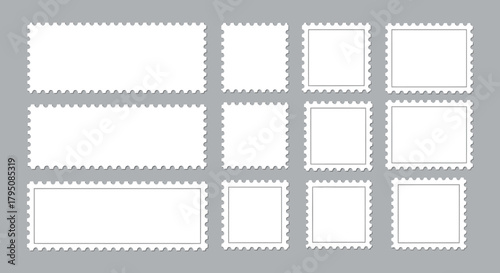 Blank Postage Stamps Templates Rectangular and Square Borders