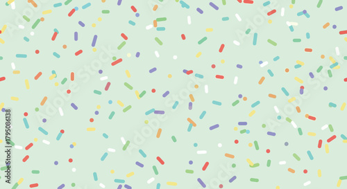 Colorful Sprinkles Pattern on Mint Green Background for Celebrations and Festive Designs