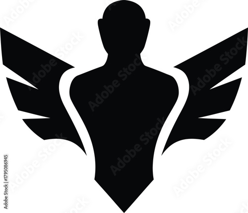 Silhouette of a winged human figure representing freedom and power.