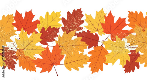 Autumn Foliage Line Colorful Maple Leaves Border for Fall Decor