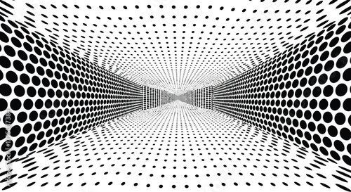 Infinite Dotted Perspective A Black and White Geometric Illusion