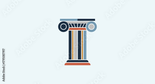 A stylized flat vector illustration of a classical architectural Ionic column.