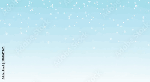 Snowy Sky Background A Serene Winter Illustration with Falling Snowflakes on a Gradient Blue Canvas