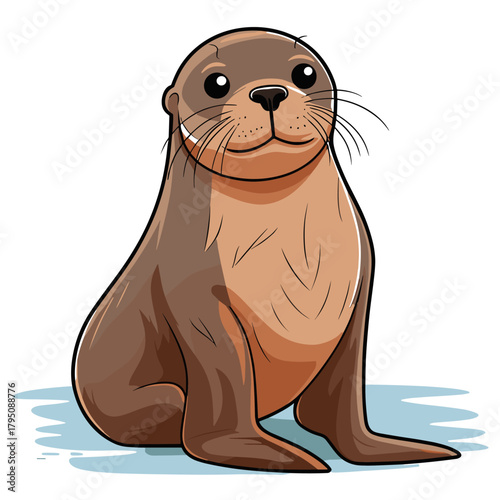 Cute Cartoon Brown Seal Character
