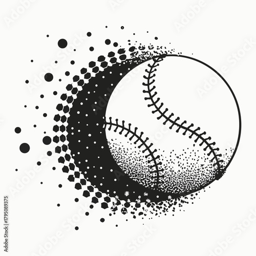 A baseball with a trail of dots