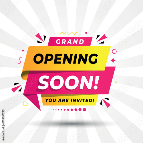 Vibrant Grand Opening Soon Banner for New Business Promotion