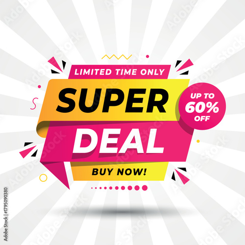 Vibrant Super Deal Promotion Banner with Up to 60% off
