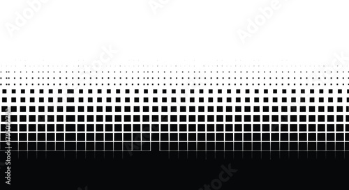 Gradient halftone pattern transition from black to white using squares