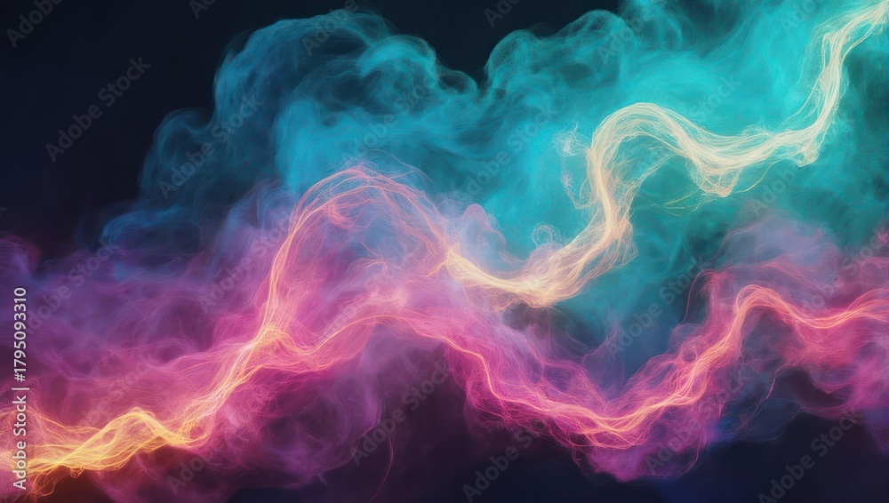 Obraz premium Abstract Colorful Smoke and Light Trails in a Dark Background.
