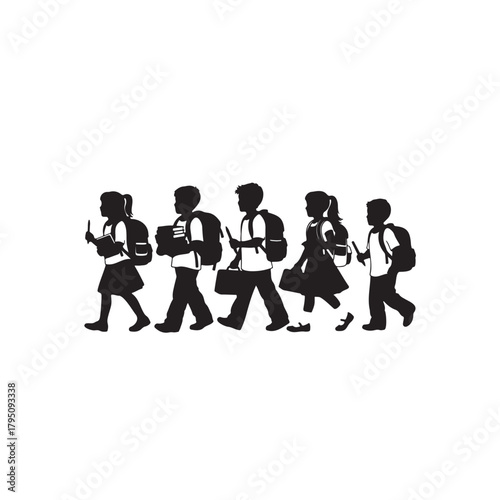 Back to school child silhouette vector isolated  on white background