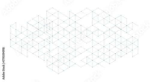 Networked Cube Structure Abstract Geometric Design in Light Blue