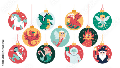 Fantasy Christmas Ornaments: A collection of festive ornaments featuring fantastical creatures and whimsical designs, perfect for adding a touch of magic to the holiday season. 
