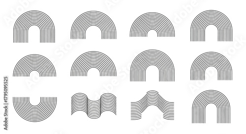 Geometric Structures Vector Halftones and Architectural Shapes Illustration