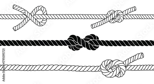 Assorted Knot Collection Variety of Cord Tightenings, Ropework