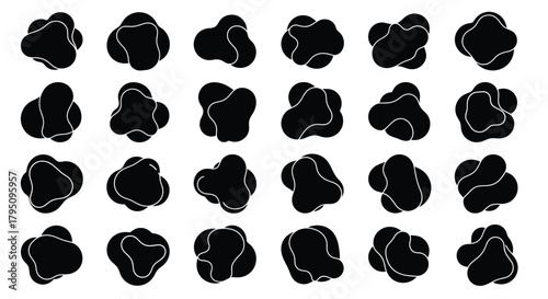 Collection of Abstract Black Fluid Shapes for Modern Design Elements