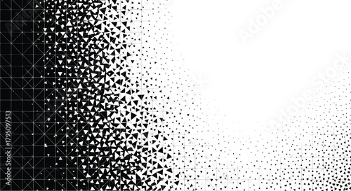 Abstract Gradient with Triangles on Grid Background in Black and White