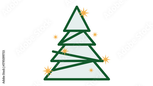 Festive Minimalist Evergreen Illustration: A stylized evergreen Christmas tree, adorned with minimalist star ornaments, set against a pristine backdrop, creating a sense of seasonal joy.