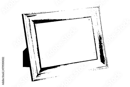 Grunge photo edge overlays. Grunge punk frames. Rectangular old rough edges. Dark varnished old picture frame, element on transparent background.