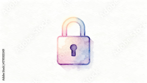 Watercolor Padlock Icon Illustration for Security and Privacy Concepts
