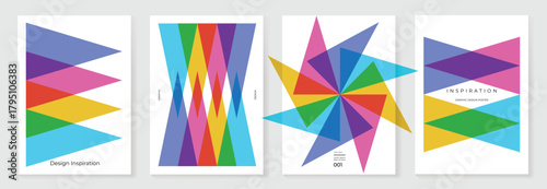 Colorful geometric vector background set with triangles, prisms and overlapping shapes in vibrant tones — modern abstract design for posters, packaging and digital prints.