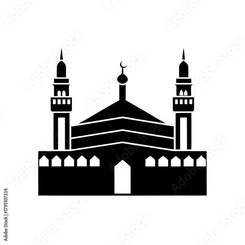 Black kaaba silhouette on transparent background