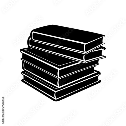 Stack of several books on transparent background