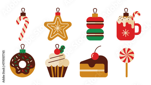 Sweet Christmas Ornaments: A charming array of festive ornaments adorns the holidays, depicting delightful treats that capture the warmth and sweetness of the season.