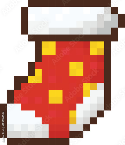 Pixelated Christmas Stocking Illustration