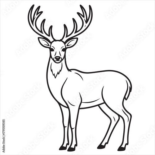 deer silhouette vector line art coloring page