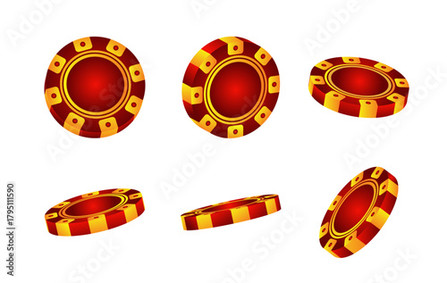 Gambling casino poker chips isolated on transparent background. Vector illustration