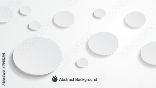 Abstract white circular shapes background design with shadows and minimalistic style for modern graphic projects and presentations
