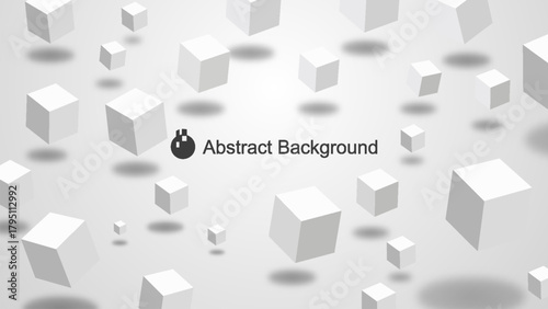Abstract floating white cubes on grey background seamless pattern digital design vector composition
