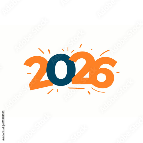 2026 Typography: A vibrant and modern design showcasing the year 2026, ideal for conceptual projects and futuristic themes.