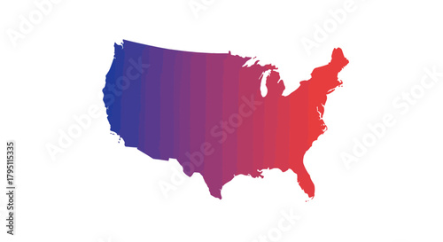 Vibrant Gradient Silhouette Map of the United States Representing National Identity and Geographic Diversity with Dynamic Color Transition