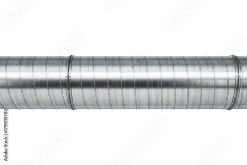 Section of round galvanized steel air duct for ventilation on a transparent background