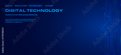 Cyber Blue High-Tech Circuit Panel. High-tech blue panel with neon circuit network and digital glow for futuristic UI, AI systems, and sci-fi interfaces.