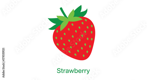 A vibrant red strawberry with green leaves a simple illustration