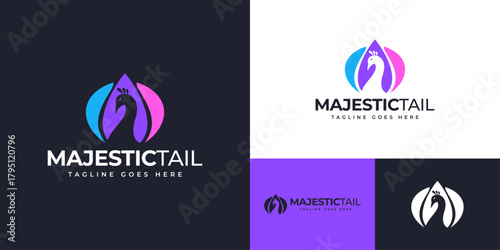 Bird Peacock Logo Design | Elegant, Majestic and Artistic Symbol with Decorative Feathers, Perfect for Luxury Brands, Beauty Studios, Fashion Labels, Event Services and Premium Businesses
