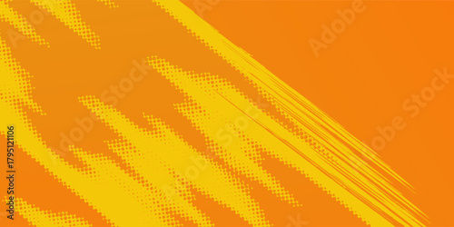 Orange halftone dots yellow color pattern gradient grunge texture background. Dot pop art comic sport style vector illustration