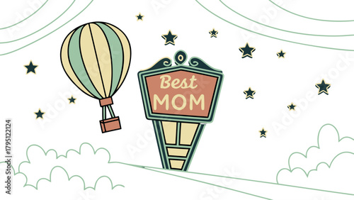 Balloon with retro motel sign “Best Mom”