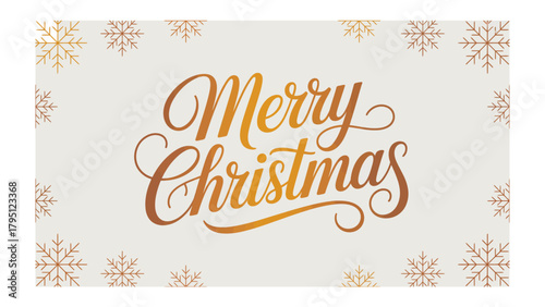 Golden Holiday Wishes: A festive card design radiates warmth and holiday cheer, the elegant Merry Christmas script is framed by delicate golden snowflakes.
