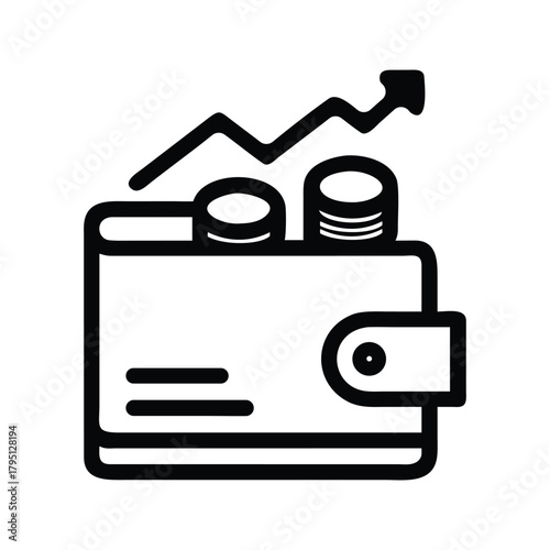Wallet With Coins Spilling Out In Upward Curve Illustration