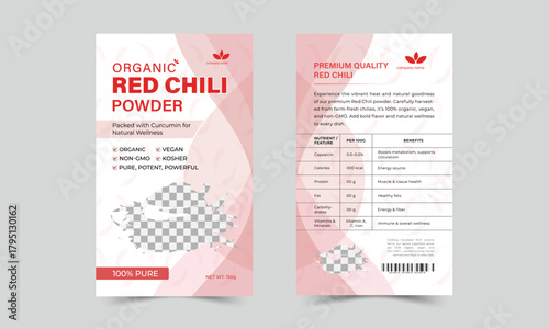 Red Chili Powder Packaging Design Vector Template