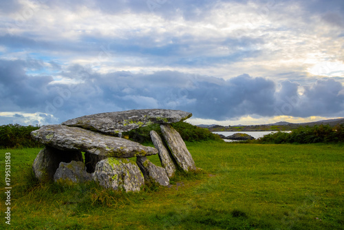 The ruins of the ancient fortress at Mizen Head at sunset