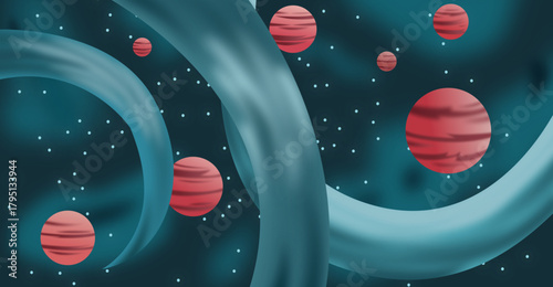 an illustration of beautiful outer space landscape planets