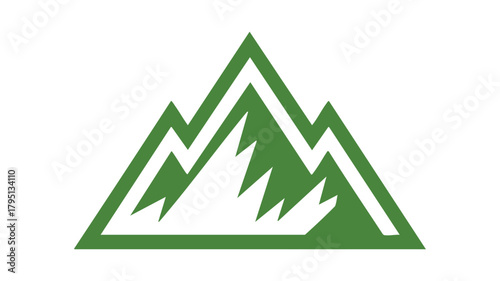 Stylized green mountain peak logo